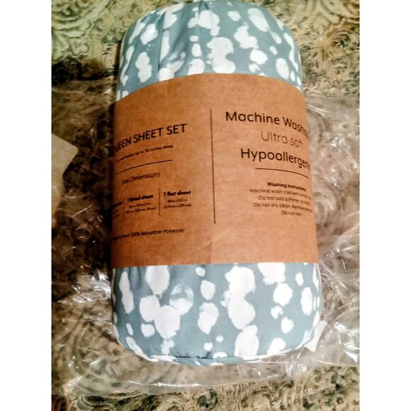 I Enjoy Patterned Sheet Set Queen Size L Blue - Picture 10 of 11